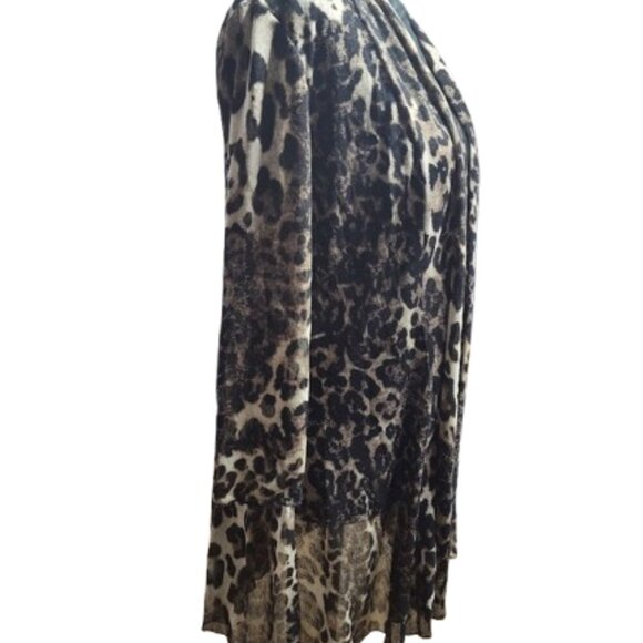 Ali Miles Flowing Leopard Print Cardigan Women's Size Small Open Front Long - Picture 4 of 12